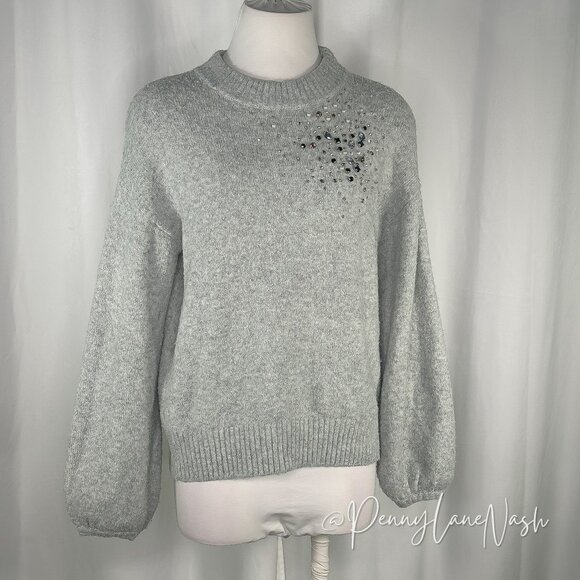 a new day Sweaters - A New Day Embellished Crewneck Sweater Small S Gray Heather